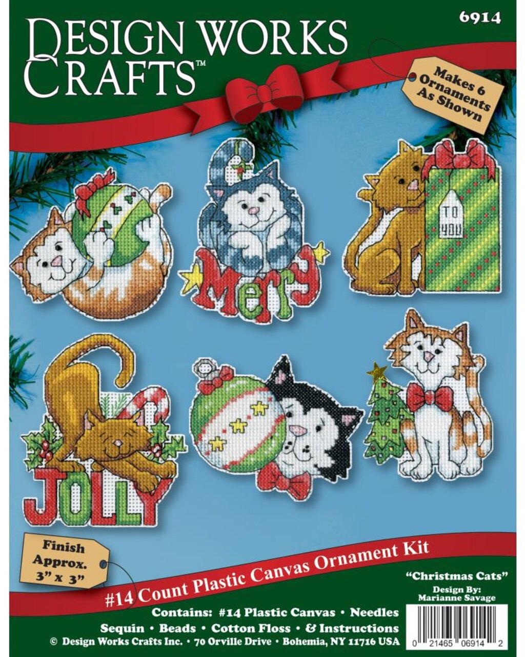 DIY Design Works Christmas Cats Kittens Plastic Canvas Ornament Kit